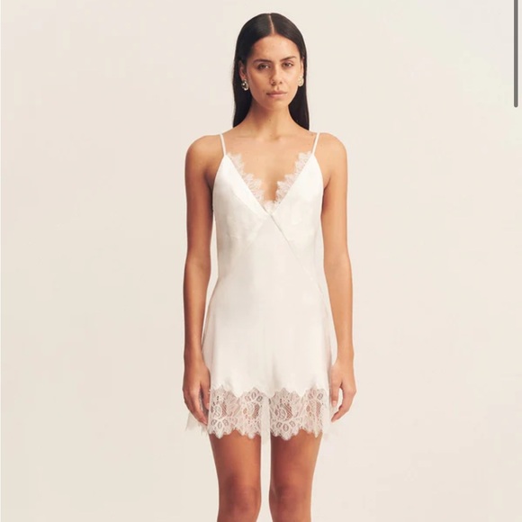 Shona Joy Other - Shona Joy Lustre Lace Slip Mini Dress - Ivory